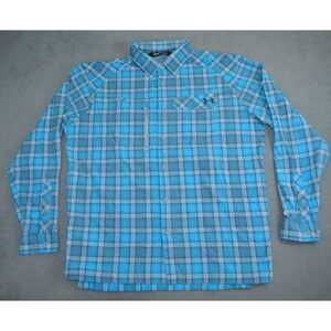 Under Armour Fish Hunter Blue Plaid Long-Sleeve Shirt Men's Large Button Up